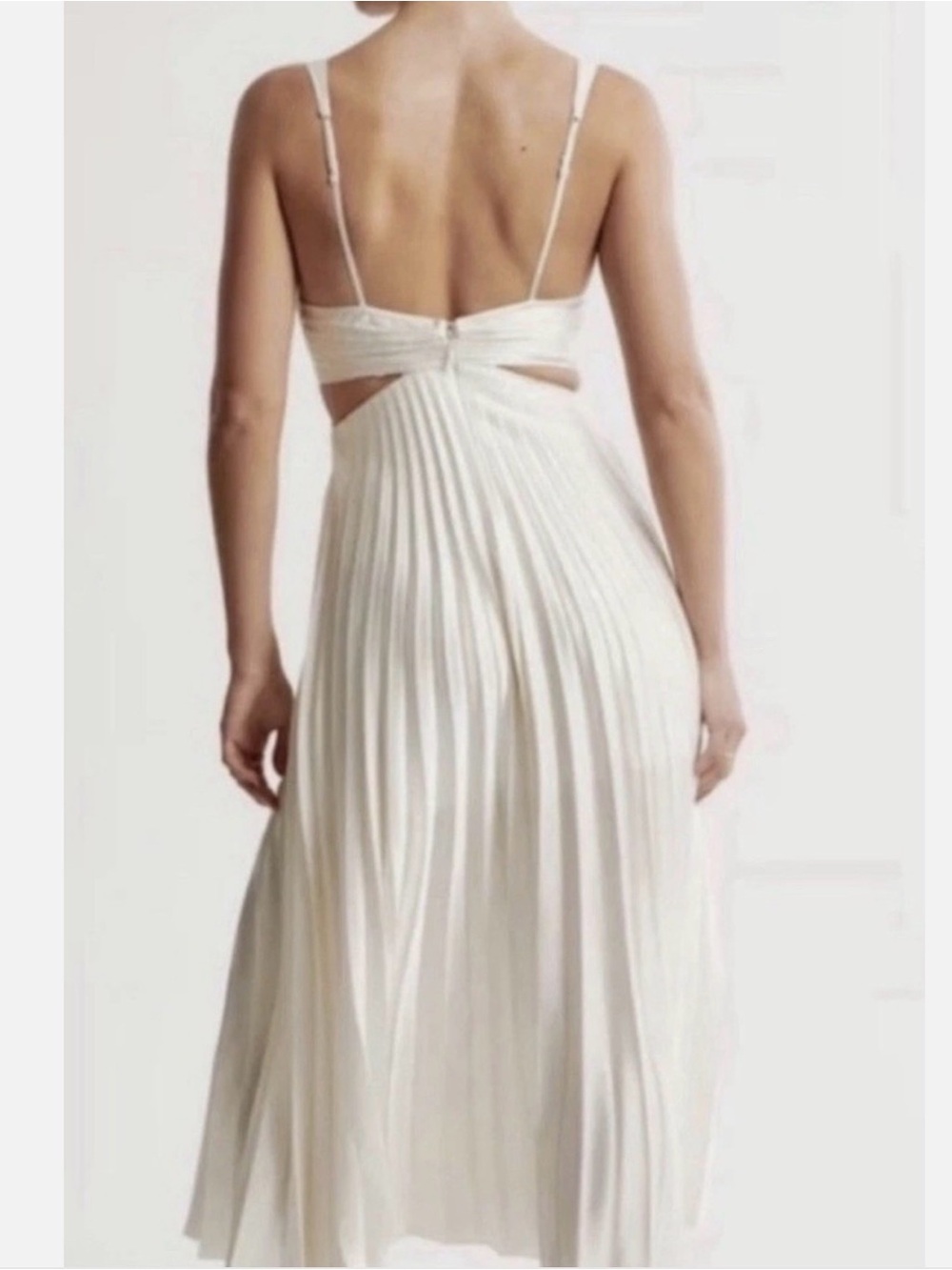 Abercrombie & Fitch Cream Pleated V-Neck Maxi Gown “I do” dress - Picture 3 of 3